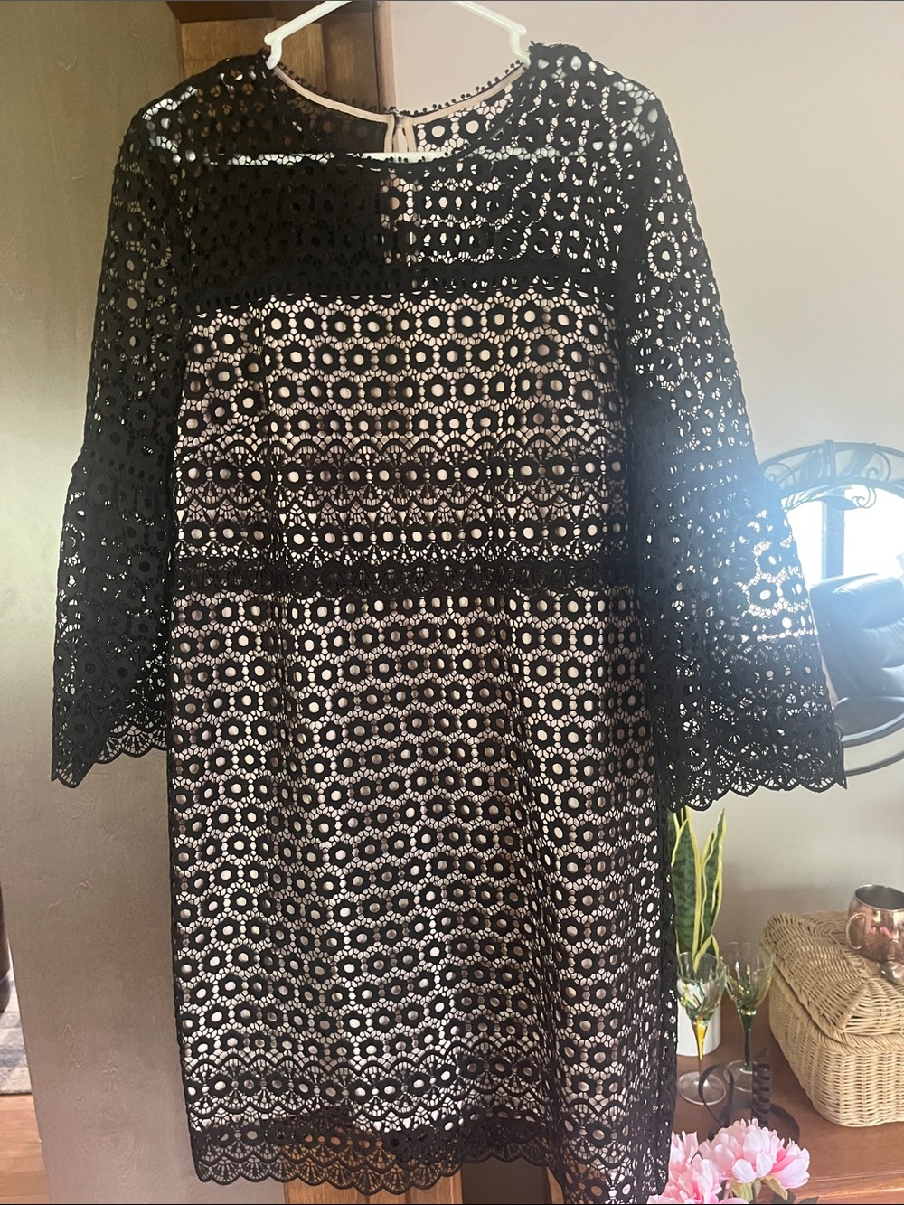 J. Crew Black Lace Overlay A-Line Dress